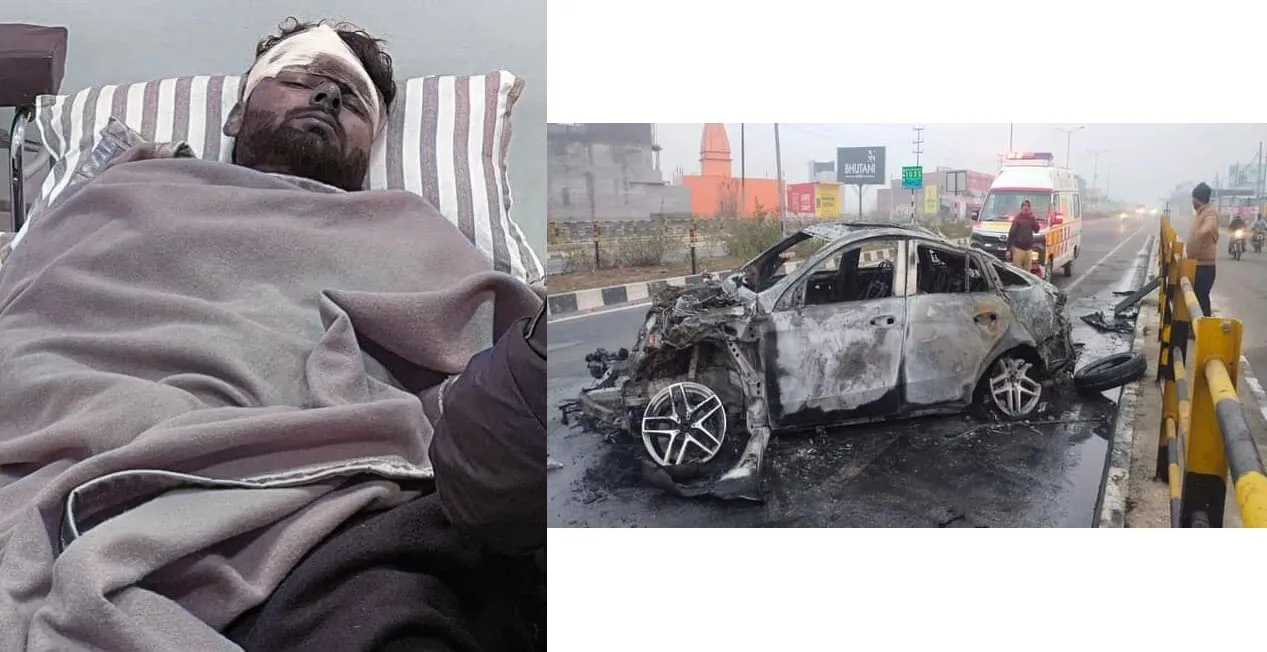 રિષભ પંતની ગાડીનું એક્સિડન્ટ, ડિવાઈડર સાથે ટકરાઇ કાર, શરીર પર ગંભીર ઇજા