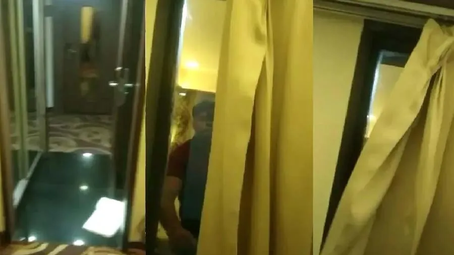 હૉટલમાં રોકાયું હતું કપલ, પડદા પર પડી મહિલાની નજર તો હોશ ઊડી ગયા