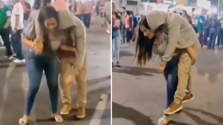 નશામાં ધૂત બોયફ્રેન્ડને ખભા પર ઊંચકીને ઘરે લઈ ગઈ ગર્લફ્રેન્ડ