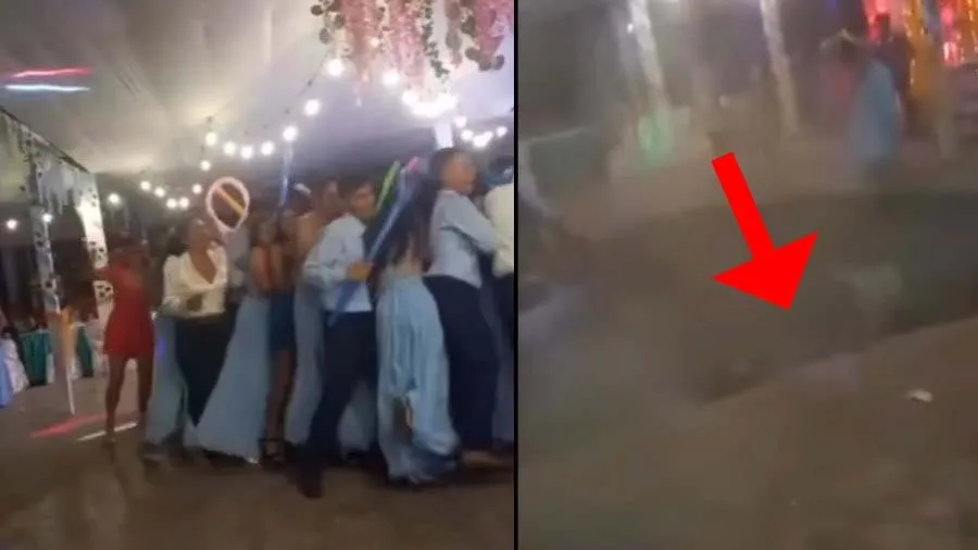 ડાન્સ કરતા કરતા અચાનક ધસી પડી જમીન, 25 વિદ્યાર્થીઓ સમાઈ ગયા, જુઓ વીડિયો