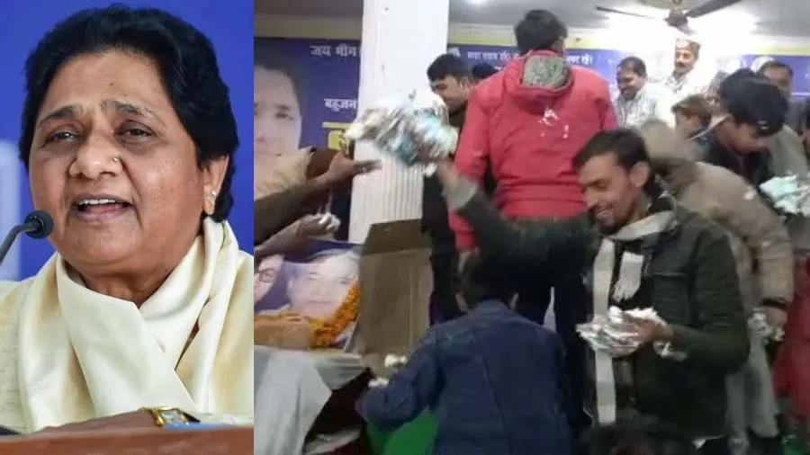 માયાવતીના બર્થડે પર કેકની લૂંટ, છીનવીને ભાગ્યા લોકો, એક-બીજા ઉપર પડ્યા