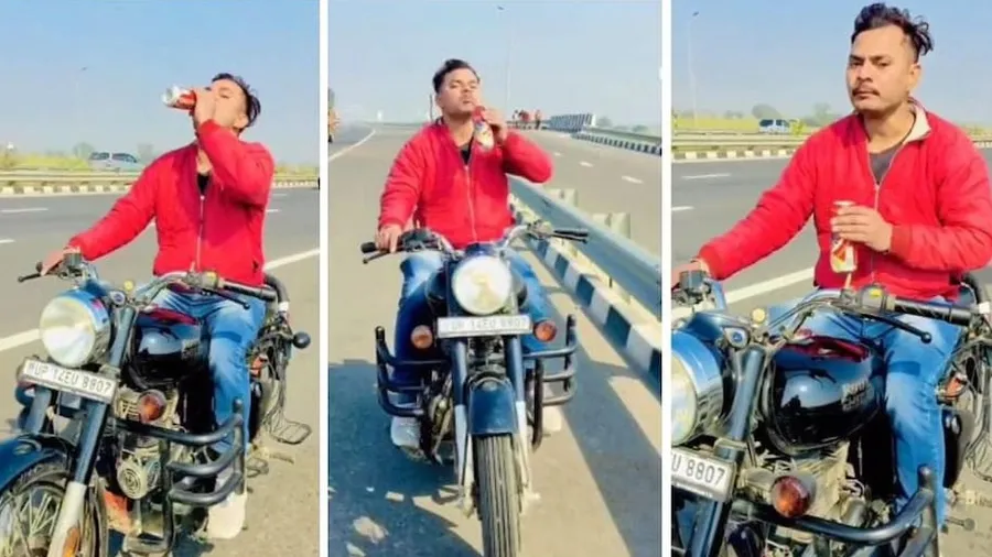 હીરોપંતીઃ બીયર પીતા ચલાવતો હતો બાઈક, વીડિયો વાયરલ થતા થયું આટલો દંડ