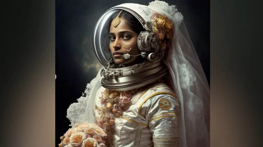 AIનો ઉપયોગ કરીને આર્ટીસ્ટે દુલ્હનને બનાવી અંતરિક્ષ યાત્રી, વાયરલ થયા ફોટા