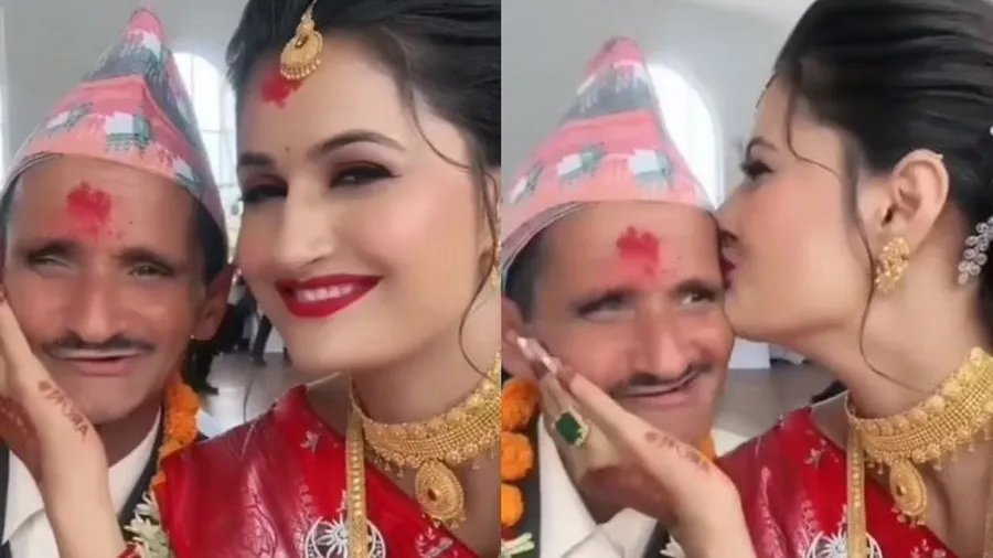 દુલ્હા-દુલ્હનનો રોમાન્સ જોઈ તૂટ્યું લોકોનું દિલ, Video વાયરલ