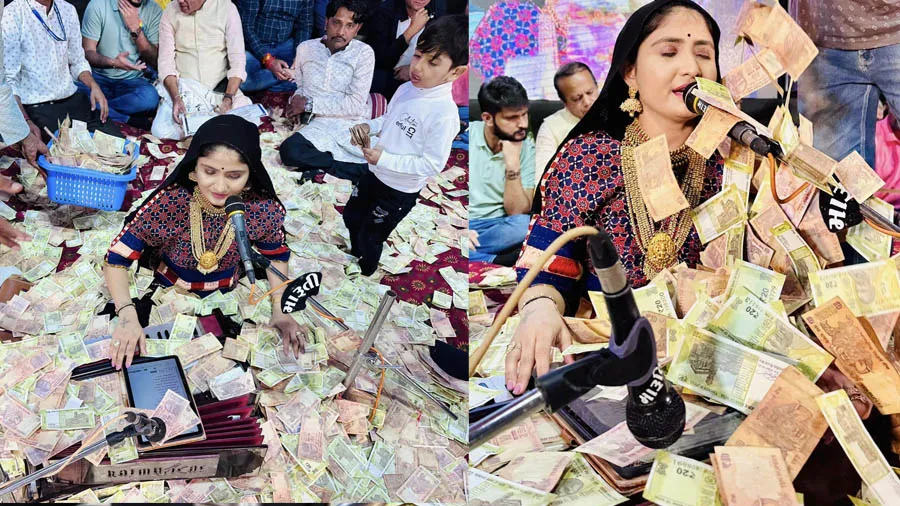 વાપીના ડાયરામાં ગીતા રબારી અને તેજદાન ગઢવી પર રૂપિયાનો વરસાદ, જુઓ તસવીરો