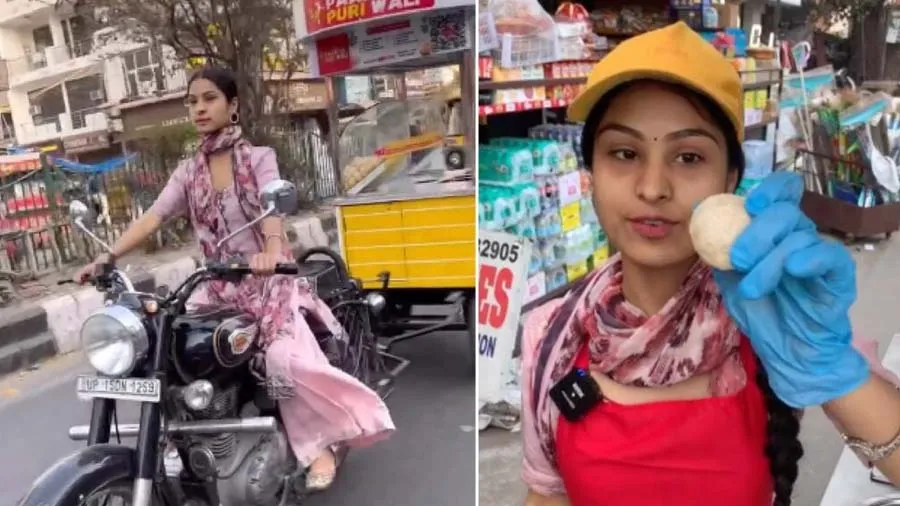 યુવતી બુલેટ સાથે પાછળ લારી બાંધીને આવી, રસ્તા પર પાણી પુરી વેચી તો લાઇન લાગી ગઇ