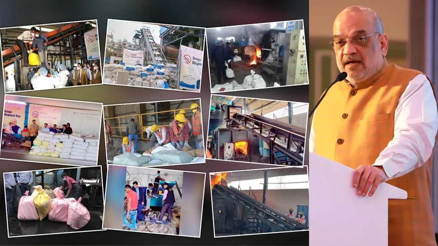 અમિત શાહની હાજરીમાં 1235 કરોડનો 9298 કિલો જપ્ત માદક દ્રવ્યોનો નાશ કરાયો
