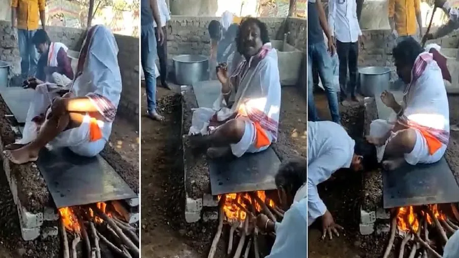 હવે નવા બાબા આવ્યા, ગરમ તવા પર બેસીને આપે છે ભક્તોને આશીર્વાદ