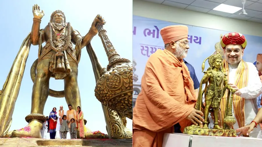 સાળંગપુરમાં હનુમાનજીની પ્રતિમાનું અનાવરણ કરી અમિત શાહે કહ્યું- બાબરના સમયથી...