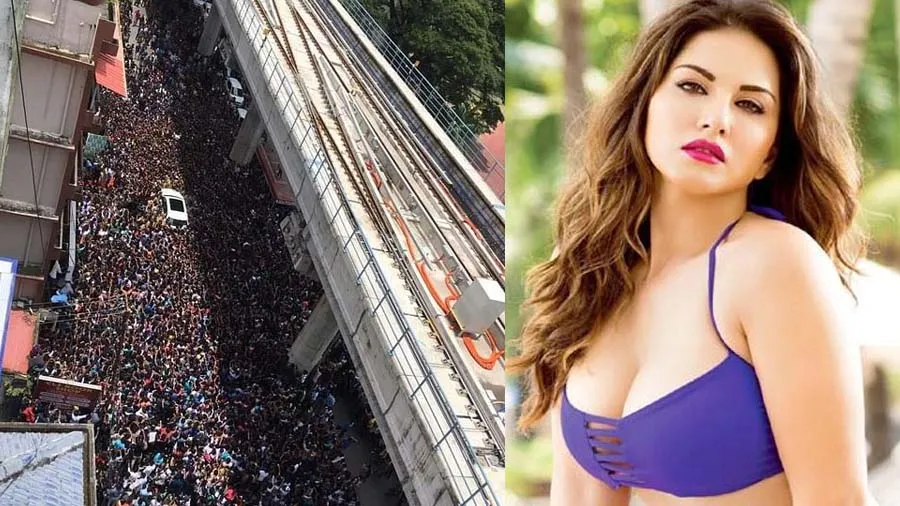 મધમાખીની જેમ સની લિયોનીની કાર પર ઉમટી પડી ભીડ, જુઓ વીડિયો