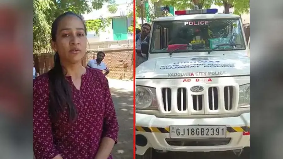 વિદ્યાર્થિનીની કારની ટક્કર થઈ પછી વડોદરા પોલીસે તેને પરીક્ષા કેન્દ્ર પર પહોંચાડી
