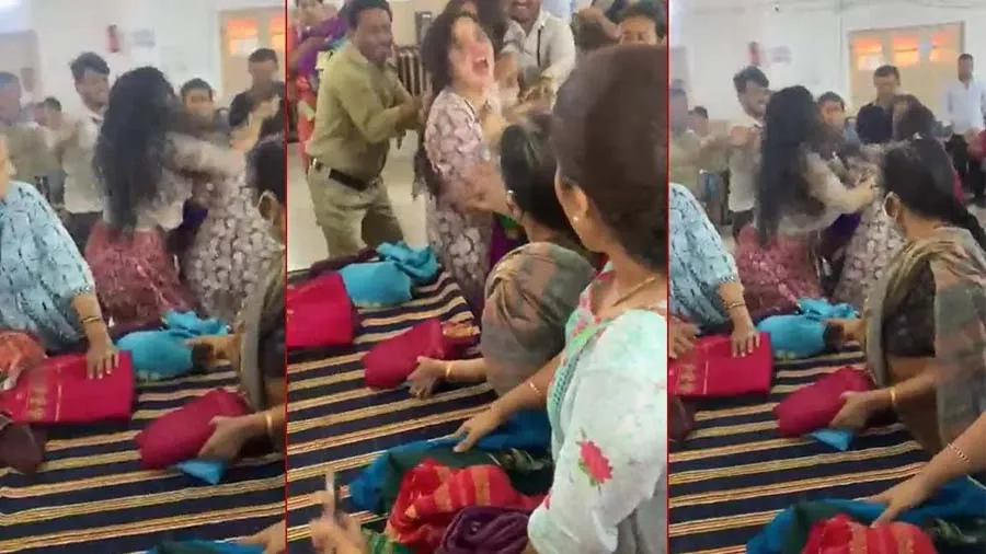 સાડીનાં સેલમાં પહોંચેલી મહિલાઓ વચ્ચે થઇ લડાઈ, વાળ ખેંચવાનો વીડિયો થયો વાયરલ