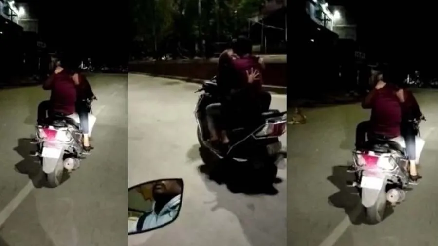 બાઇક પર આગળ ગળામાં હાથ નાખીને બેઠેલી ગર્લફ્રેન્ડ, પછી પોલીસે જુઓ શું કર્યું