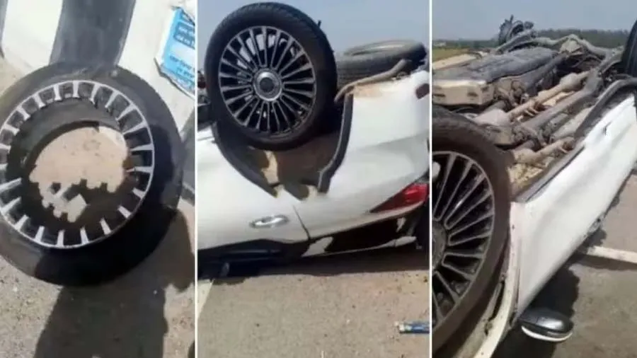 એલોય વ્હીલ તૂટ્યા બાદ 6 વખત પલટી ટોયોટા ફોર્ચ્યુનર, જુઓ વીડિયો