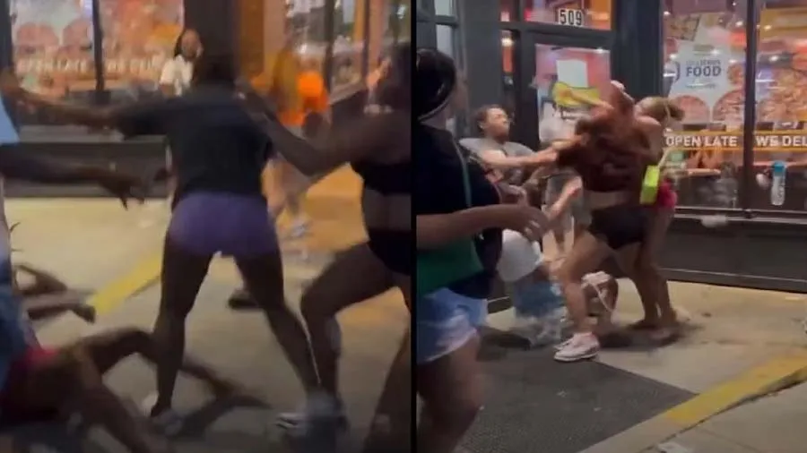 છોકરીઓ એકબીજાને લાતો અને મુક્કા મારી રહી હતી, પોલીસવાળાએ એવું કર્યું કે બધી ભાગી