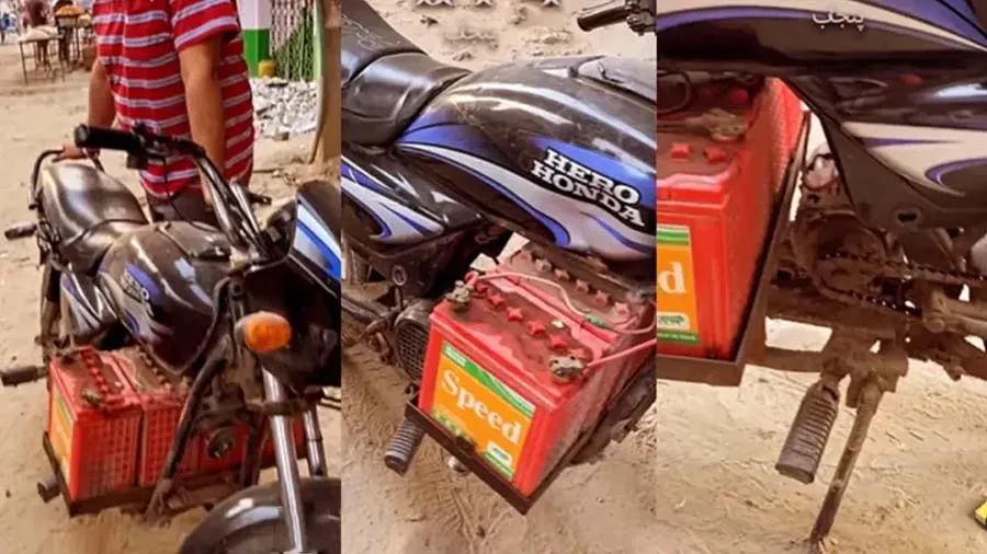 એક મોટર અને ચાર બેટરી લગાવી પેટ્રોલથી ચાલતી સ્પ્લેન્ડરને ઇલેક્ટ્રિક બનાવી