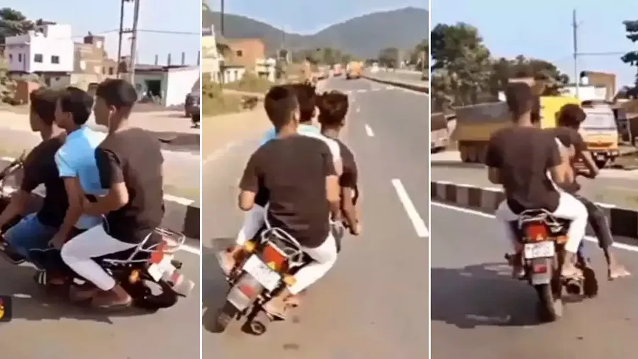 Video: સ્પ્લેન્ડર પર સ્ટંટ કરી રહ્યા હતા ત્રણ છોકરા અને અચાનક...