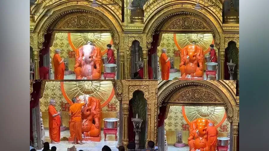 મોતી ડુંગરી મંદિરમાં બિરાજમાન ભગવાન ગણેશનો 151 કિલો દૂધથી અભિષેક