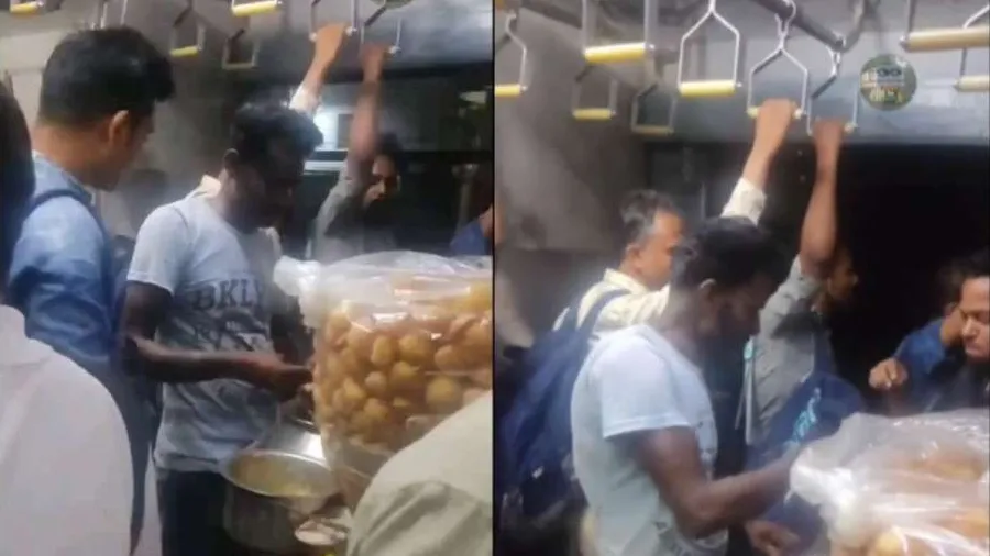 ચાલતી ટ્રેનમાં પાણીપુરી વેચતો દેખાયો વ્યક્તિ, જુઓ વીડિયો