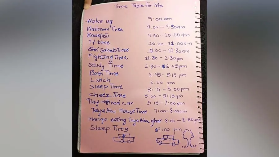 6 વર્ષના બાળકનું ટાઇમ ટેબલ જોઈને લોકો બોલ્યા- ‘જિંદગી હોય તો આવી’