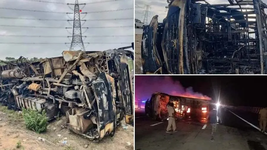 મહારાષ્ટ્ર: બસ પલટી ખાઇ ગઇ અને 3 માસૂમ બાળકો સહિત 26 ઉંઘમાં જ ભડથું થઇ ગયા