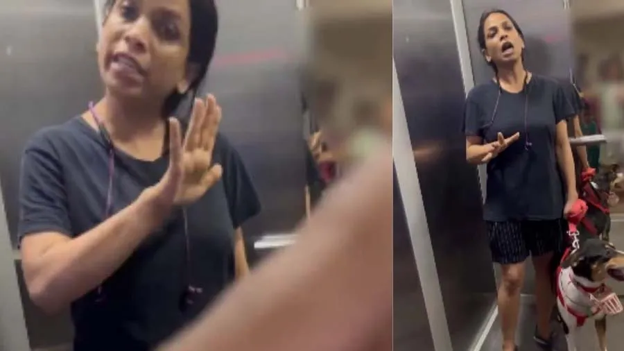 લિફ્ટમાં કૂતરા બાબતે બબાલ, ડોગ માલિકે કહ્યું- તારી પત્ની કરતા સારી છું, Video