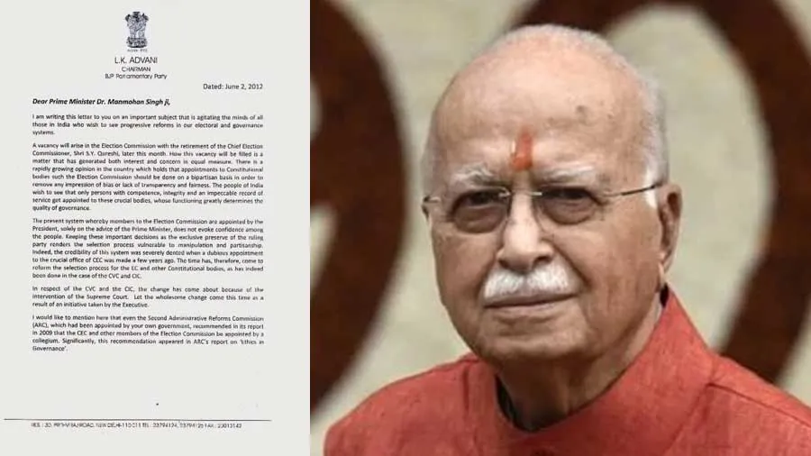 અડવાણીએ 2012મા મનમોહન સિંહને ચૂંટણી કમિશ્નરોની નિમણૂકમાં CJIને રાખવા પત્ર લખેલો