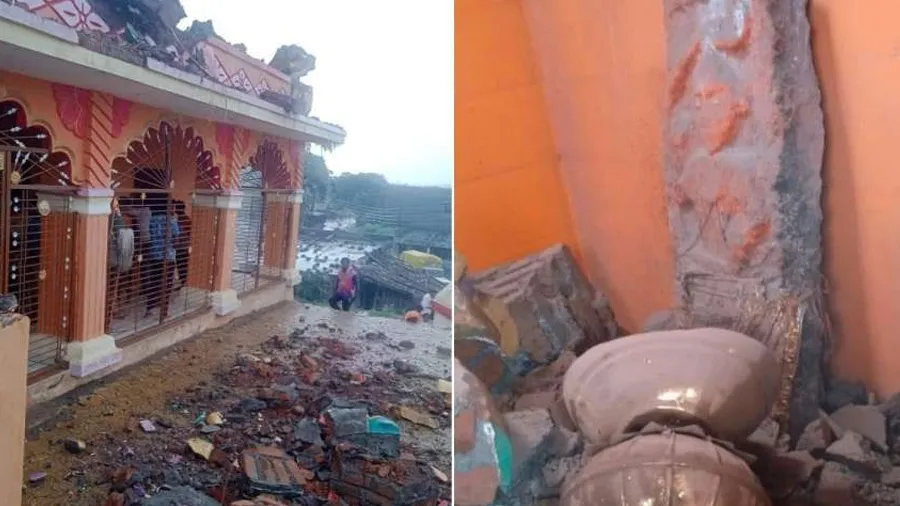 ચમત્કાર: મંદિર પર વીજળી પડી, બધુ વેરાન થઇ ગયુ, પણ હનુમાનજીની પ્રતિમાને આંચ ન આવી