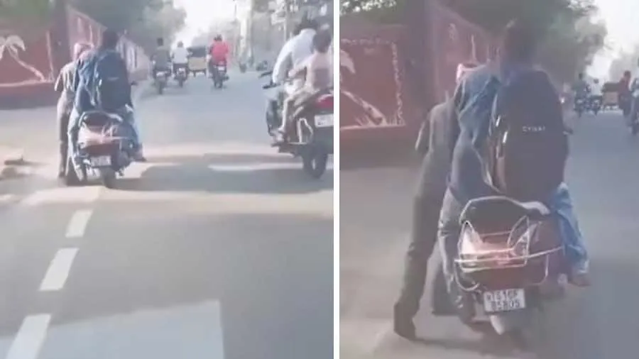 પેટ્રોલ પૂરું થવા છતા બાઇક પરથી ન ઉતર્યો ગ્રાહક, ધક્કો મારીને લઈ ગયો Rapido ચાલક