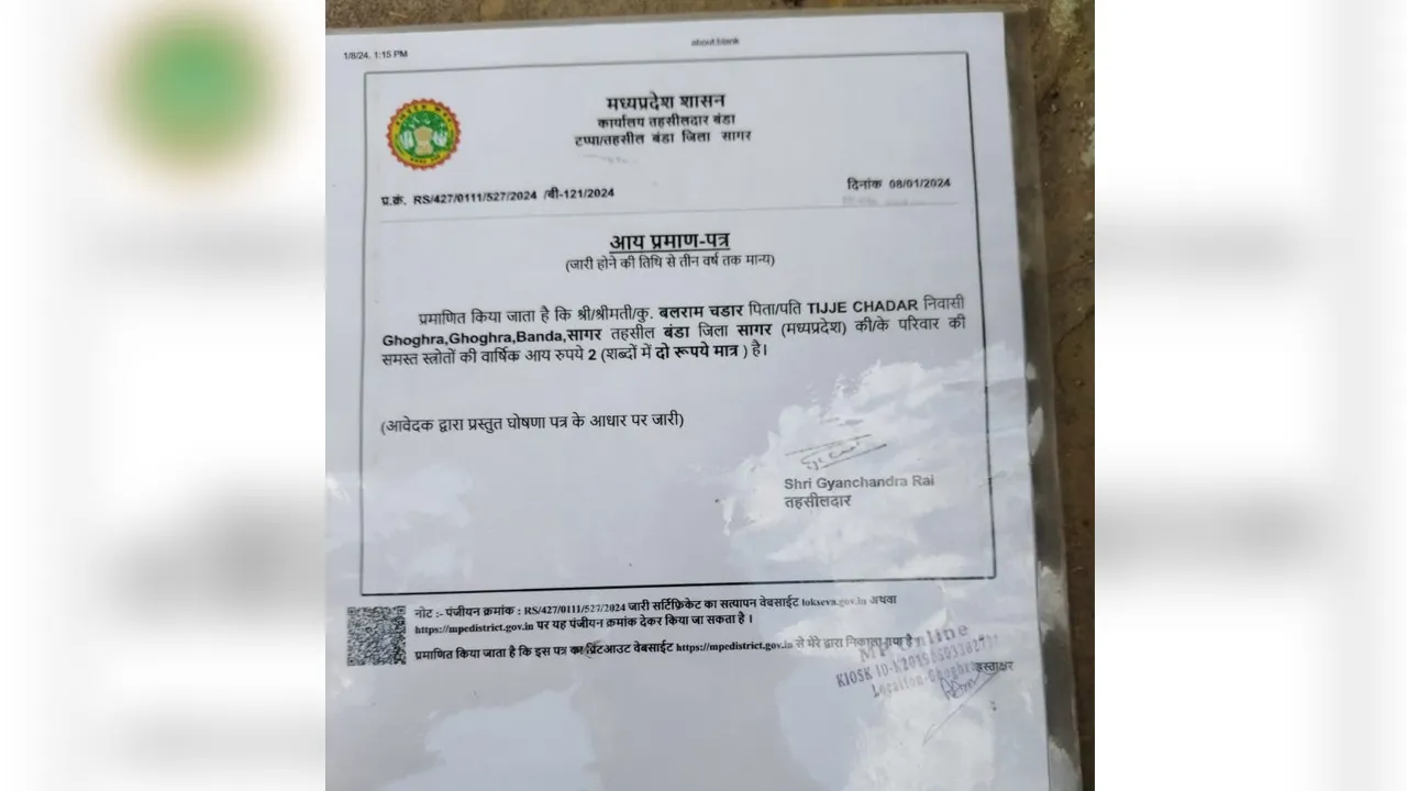 MP Income Certificate