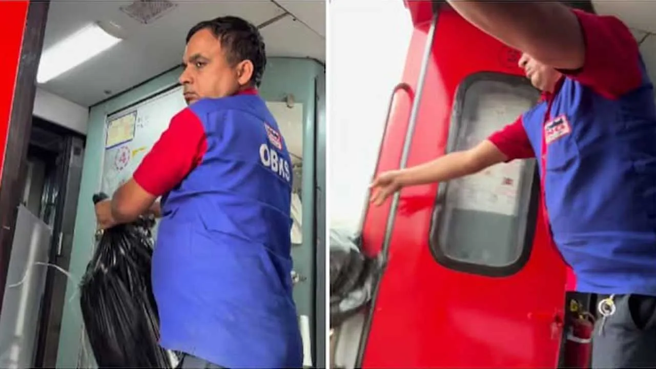 ટ્રેન સાફ કરી કચરો બહાર ફેંકી દેશને ગંદો કરી રહ્યા છે; વારંવાર કહેવા છતાં રેલવે કર્મચારીએ કચરો પ્લેટફોર્મ પર ફેંક્યો!
