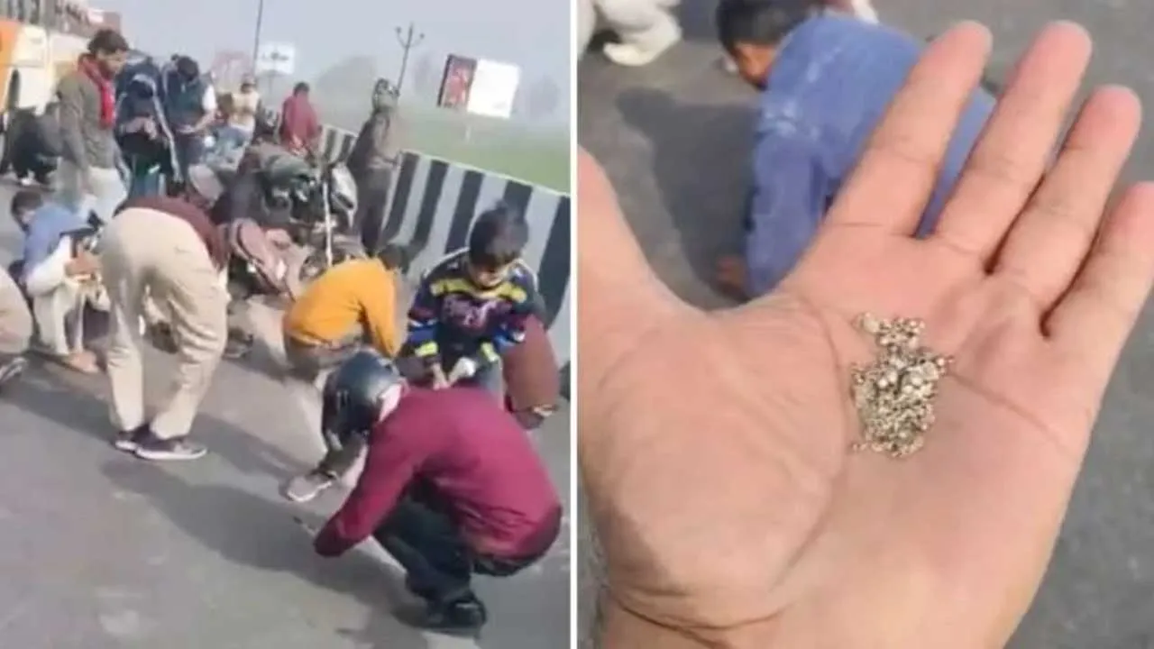 ચાંદીના નામ પર હાપુરના લોકો આ શું લૂંટી ગયા? હાઇવે પર ટ્રક પલટી ગઈ