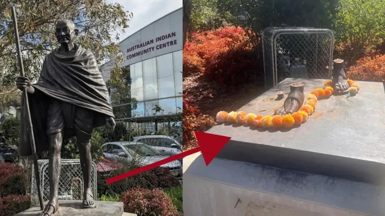 ઓસ્ટ્રેલિયામાં મહાત્મા ગાંધીની પ્રતિમાને મૂળમાંથી કાપીને ચોરો લઇ ગયા