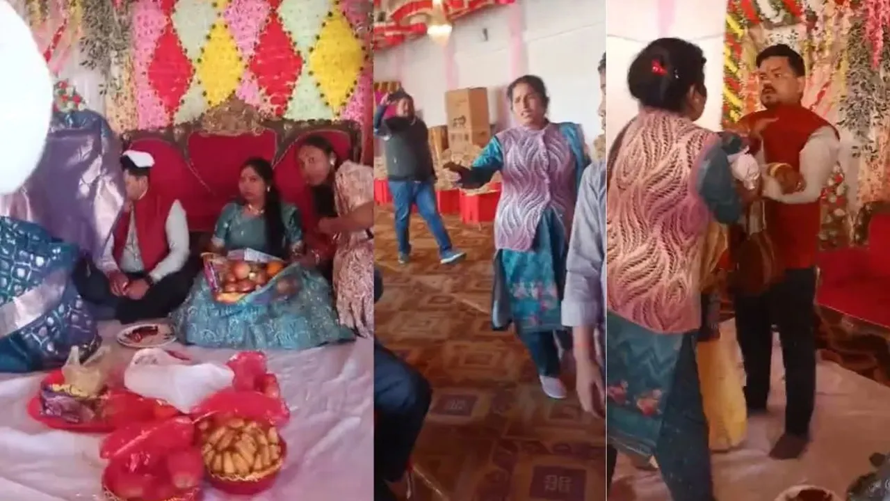 ત્રીજા લગ્ન કરવા બેઠો હતો વરરાજો, ત્યારે જ પહેલી પત્ની પહોંચી ગઈ અને કોલર પકડીને મેથીપાક ચખાડ્યો
