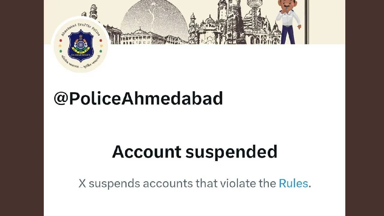 અમદાવાદ ટ્રાફિક પોલીસનું X(ટ્વીટર) એકાઉન્ટ સસ્પેન્ડ: T20 વર્લ્ડ કપની પોસ્ટ બની કારણ?