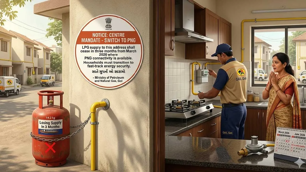 સરકારનો મોટો નિર્ણય: જ્યાં PNG પાઈપલાઈન હશે ત્યાં 3 મહિનામાં LPG સિલિન્ડર કનેક્શન કાપી નાખવામાં આવશે