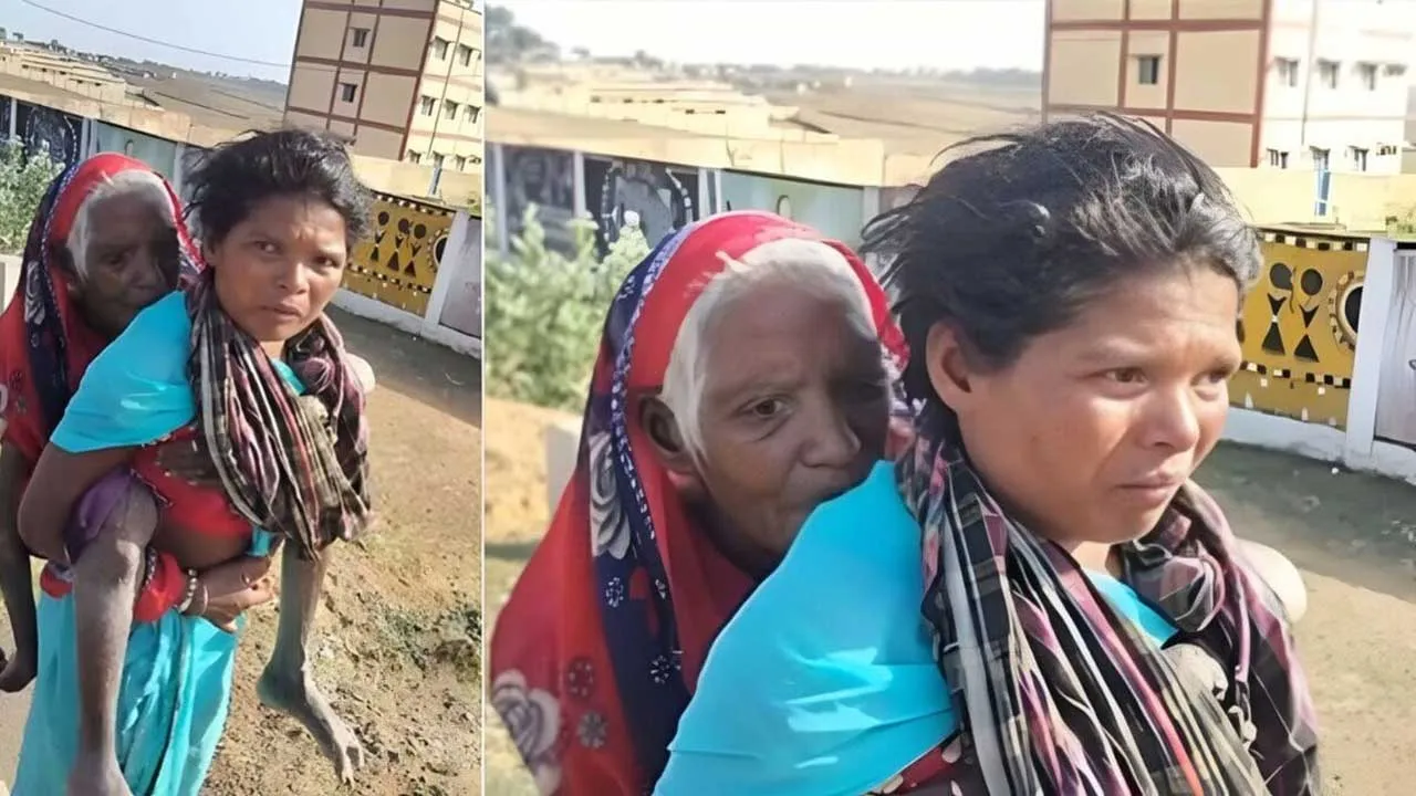 90 વર્ષના સાસુને પીઠ પર ઉઠાવી 1500 રૂપિયા લેવા માટે 9 કિલોમીટર ચાલીને બેંક પહોંચી વહુ