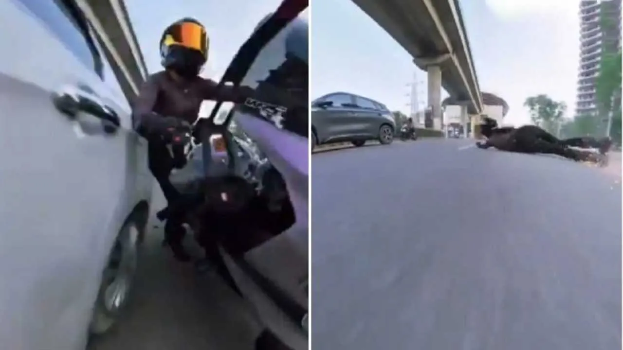Car Driver-Woman Biker