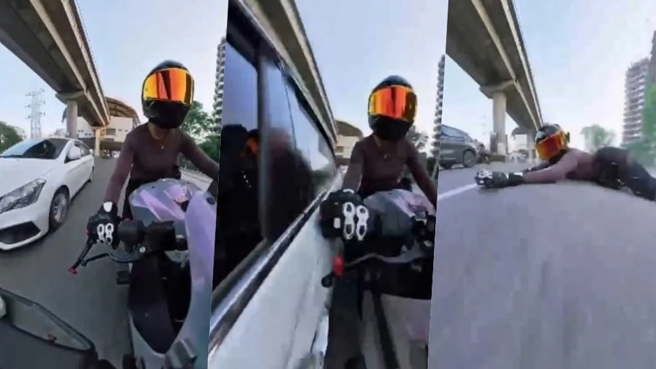 Car Driver-Woman Biker