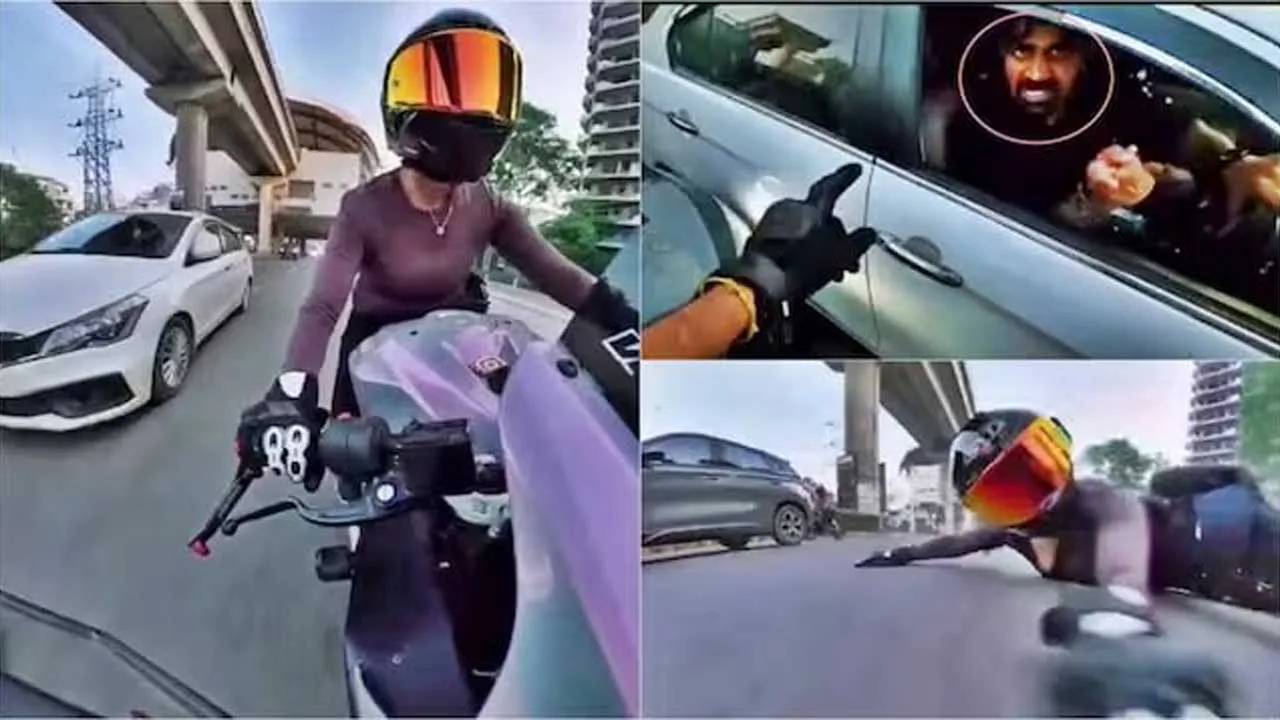 Car Driver-Woman Biker