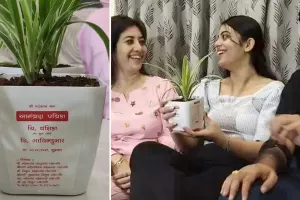 સુરતના પરિવારે સ્પાઇડર પ્લાન્ટના કુંડા પર બનાવડાવી આમંત્રણ પત્રિકા