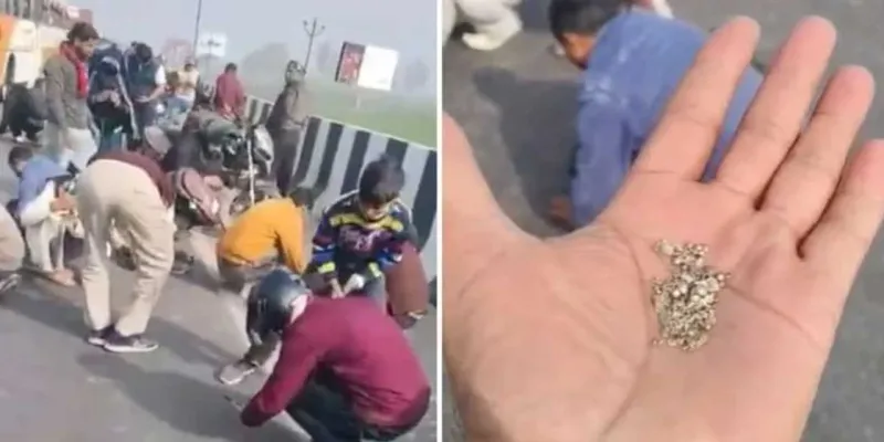 ચાંદીના નામ પર હાપુરના લોકો આ શું લૂંટી ગયા? હાઇવે પર ટ્રક પલટી ગઈ